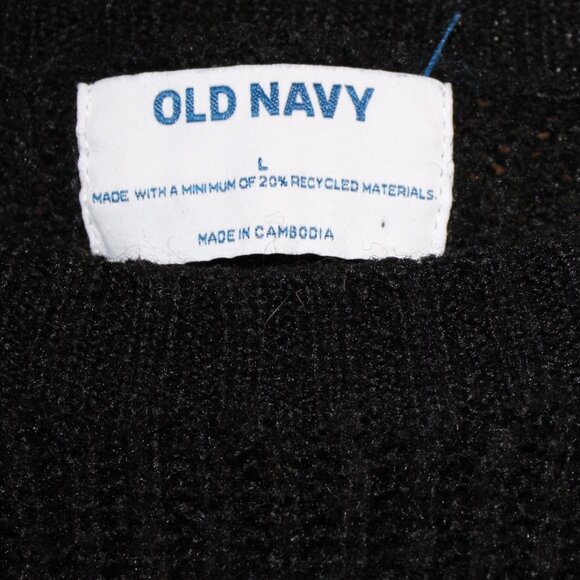 Old Navy black textured knit crew neck long-sleeve ribbed cuff and hem sweater L - Picture 4 of 7